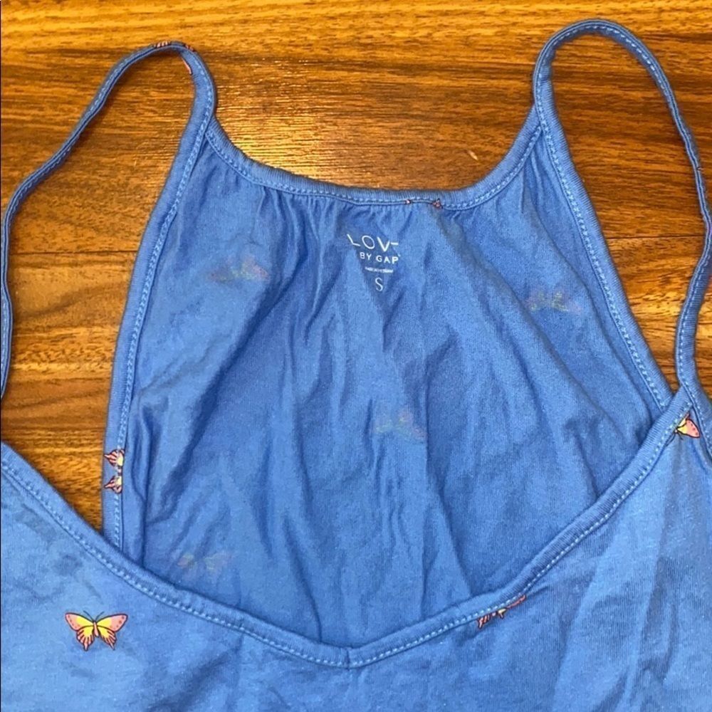 GAP Butterfly Tank Blue Size Small - Picture 2 of 4